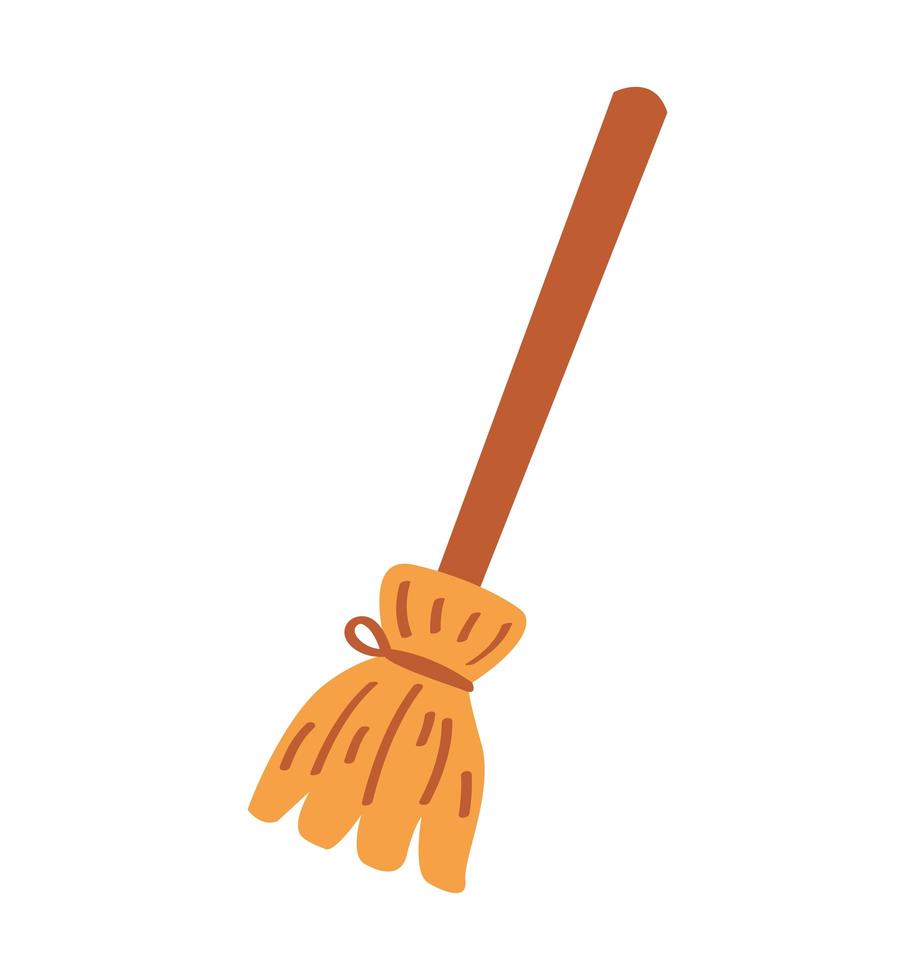 halloween witch broom isolated icon vector