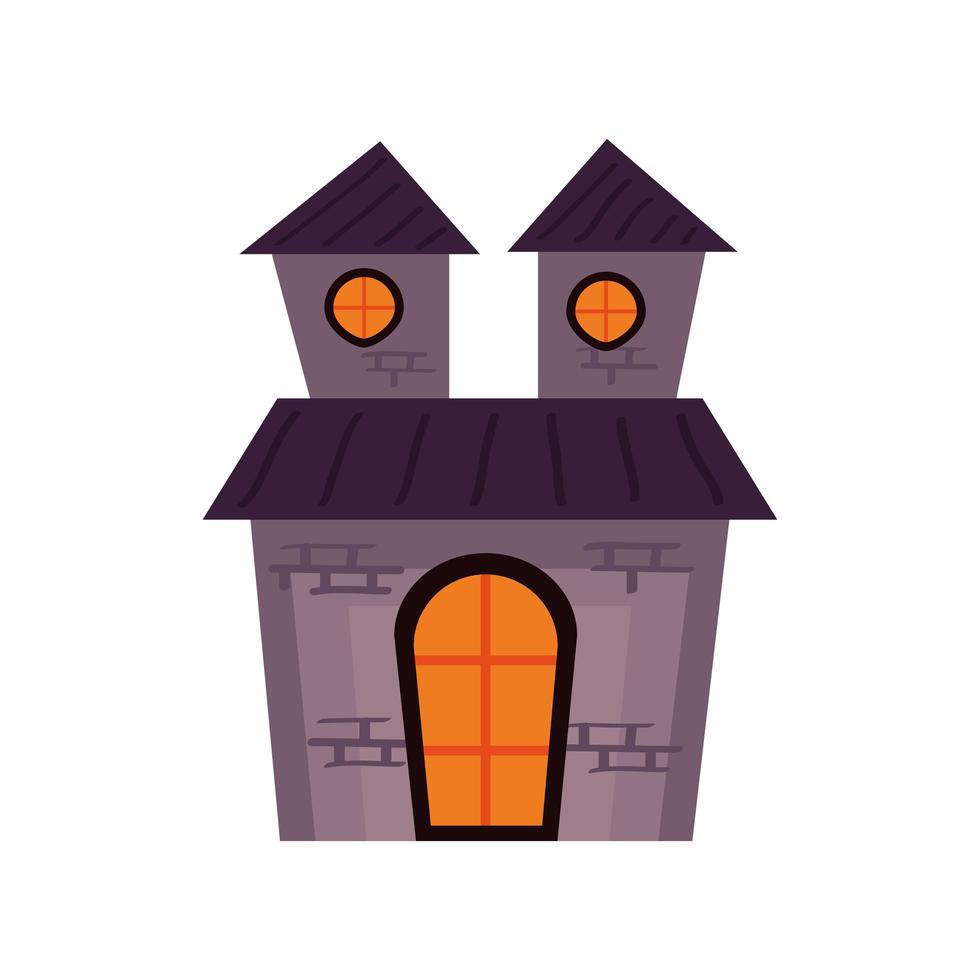 halloween castle haunted building icon vector