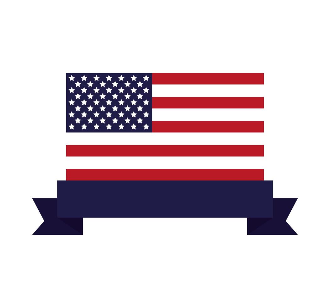 bandera de estados unidos de américa con marco de cinta vector