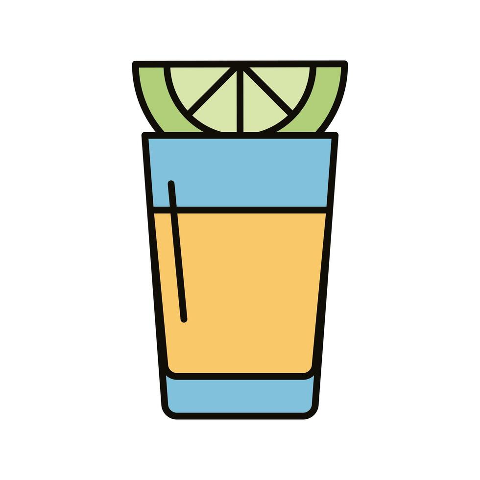 juice lemon in glass line and fill style icon vector