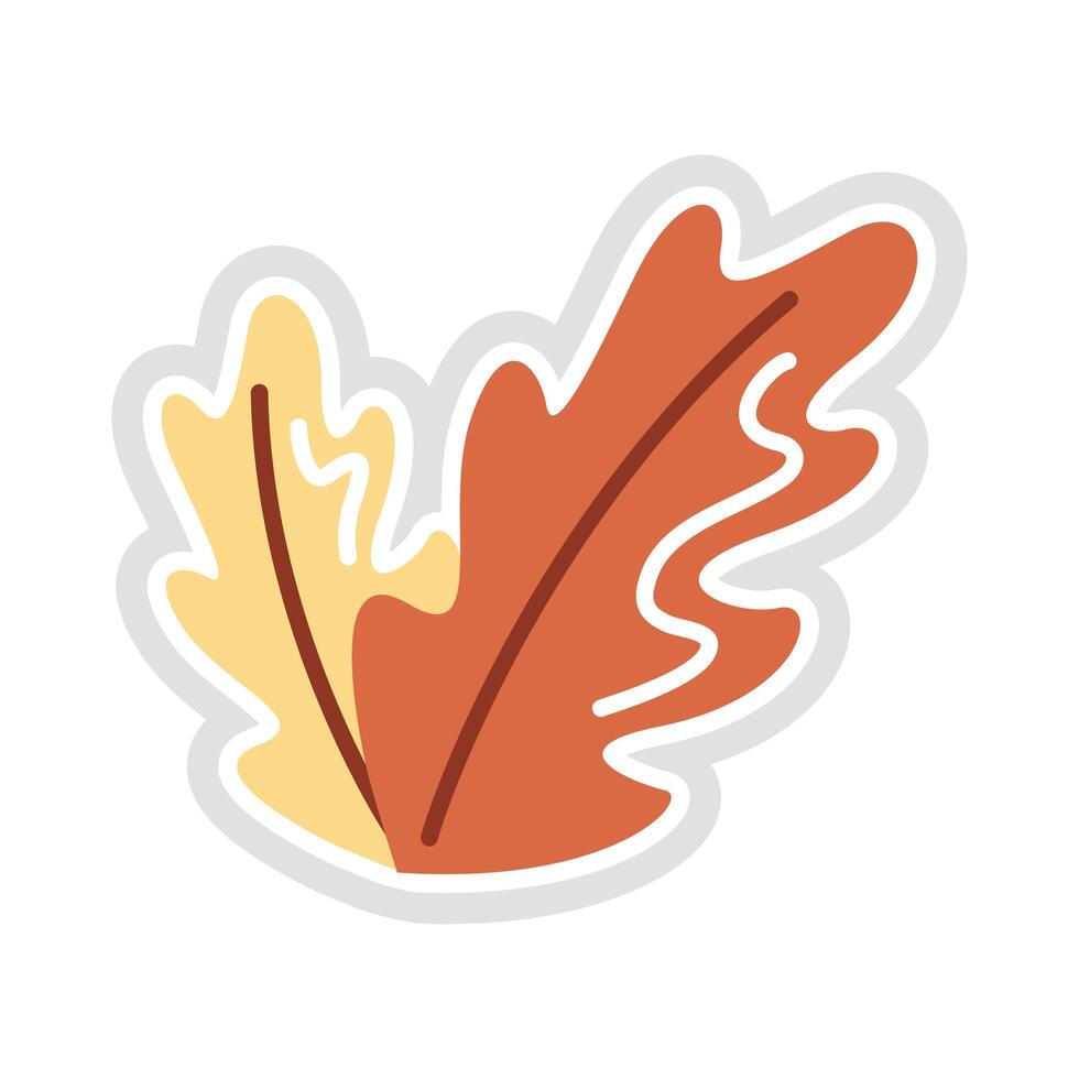 leafs plant sticker flat style icon vector