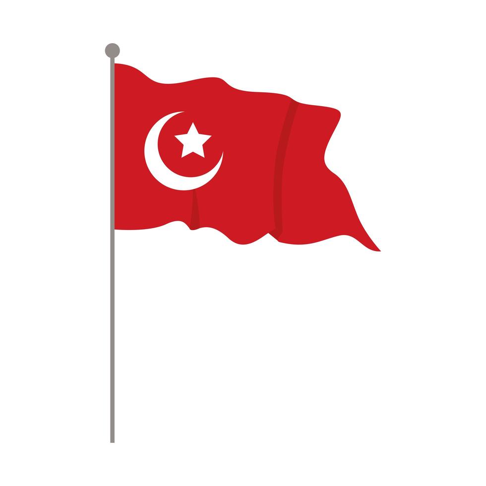 turkey flag country patriotic in pole vector