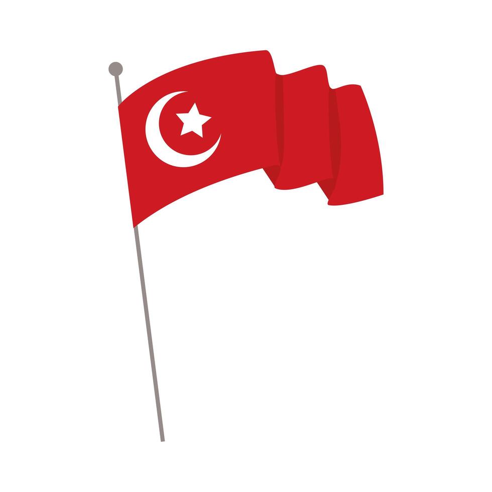 Turquía bandera país patriótico en pole ondeando vector