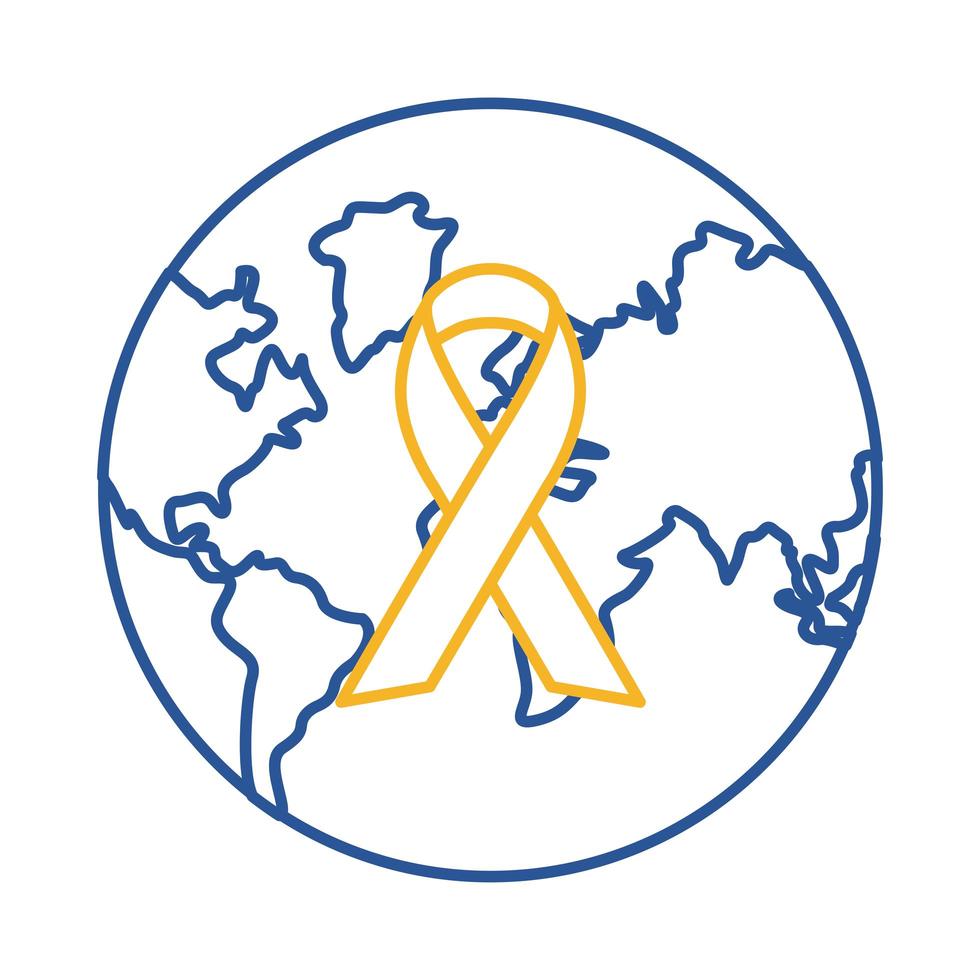 down syndrome campaign ribbon in earth planet line style icon vector