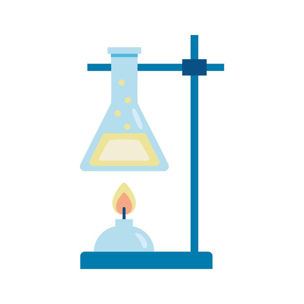 medical tube test flask in burner laboratory flat icon vector