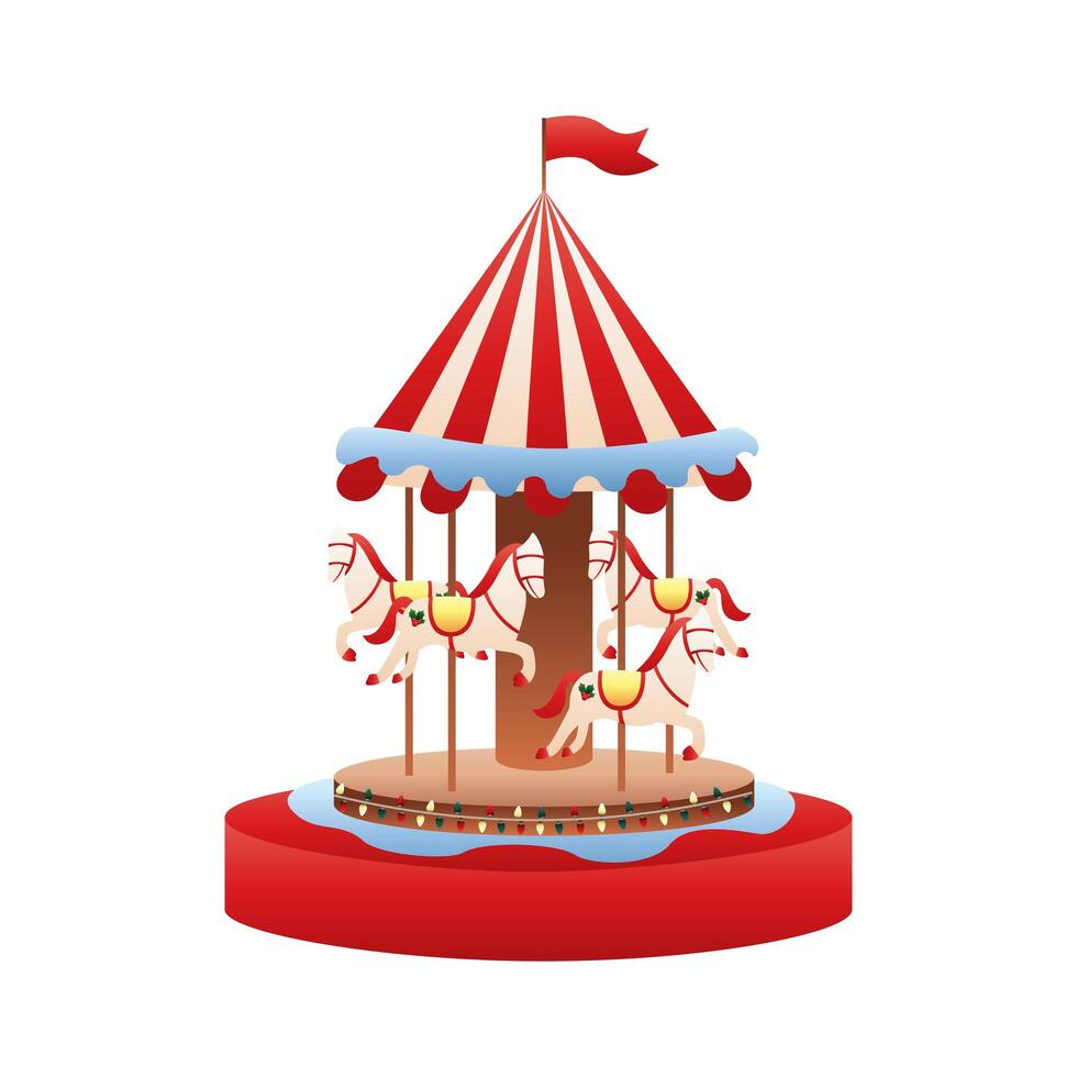 cute carousel christmas toy icon vector