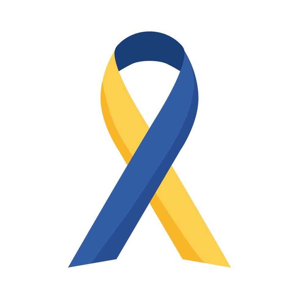 down syndrome campaign ribbon flat style icon vector