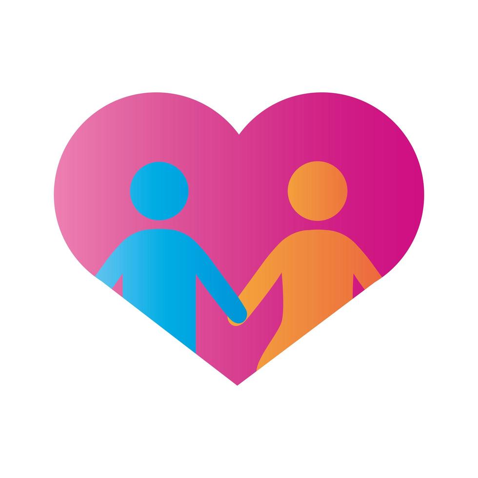 couple figures in heart degradient style icon vector