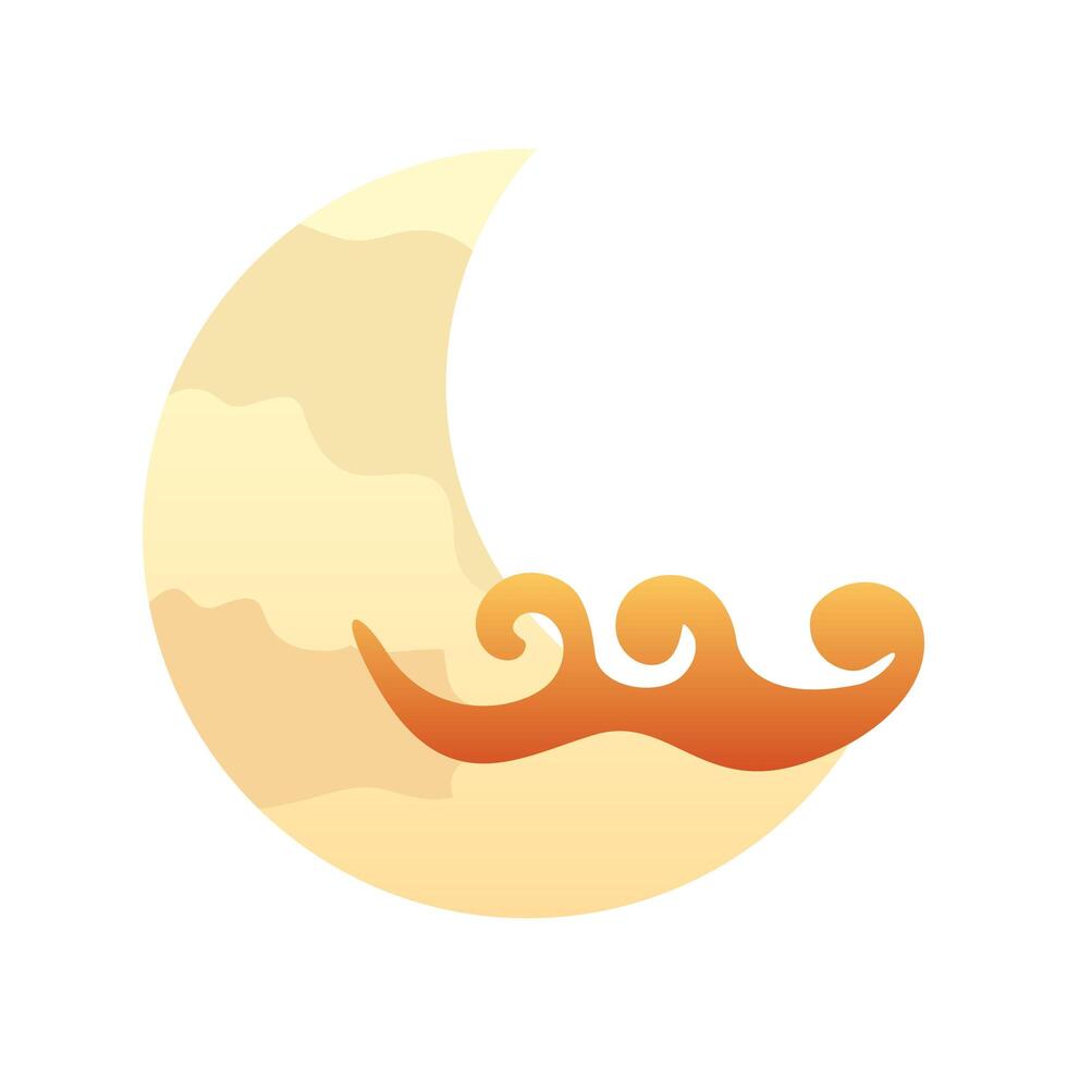 chinese cloud sky with crescent moon vector