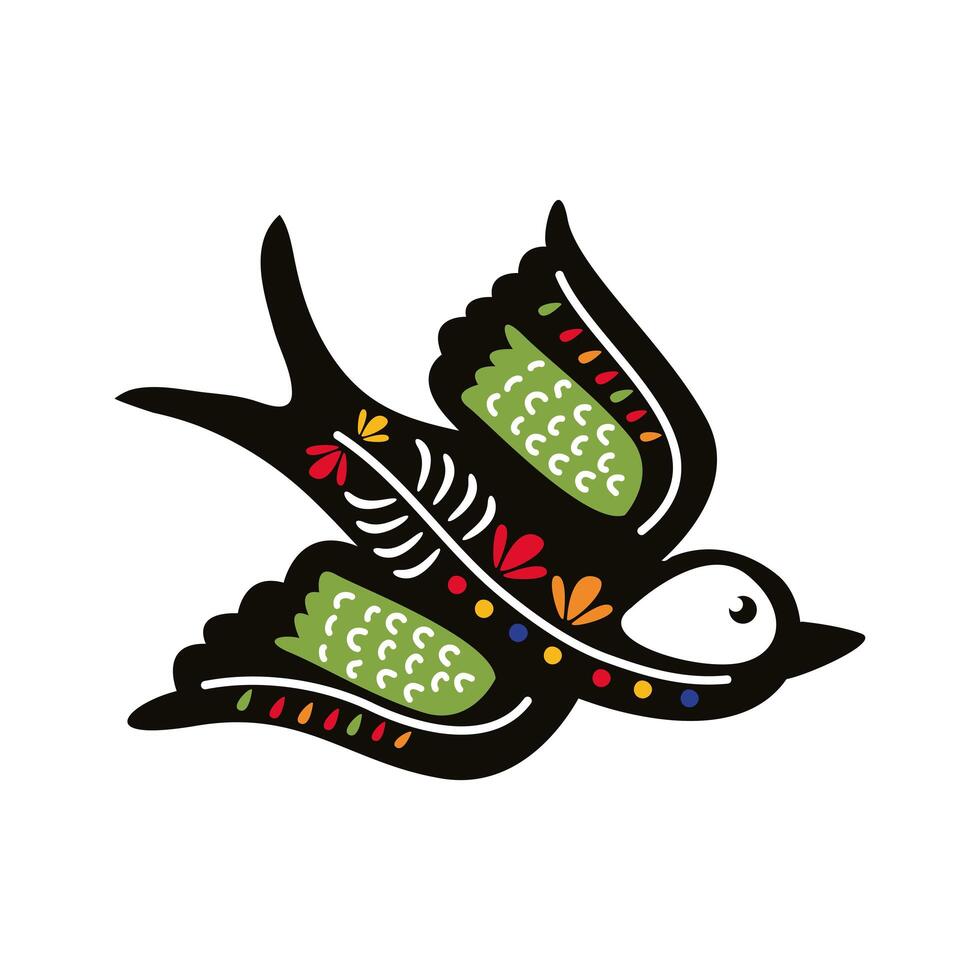 exótico pájaro mexicano volar icono de estilo plano vector