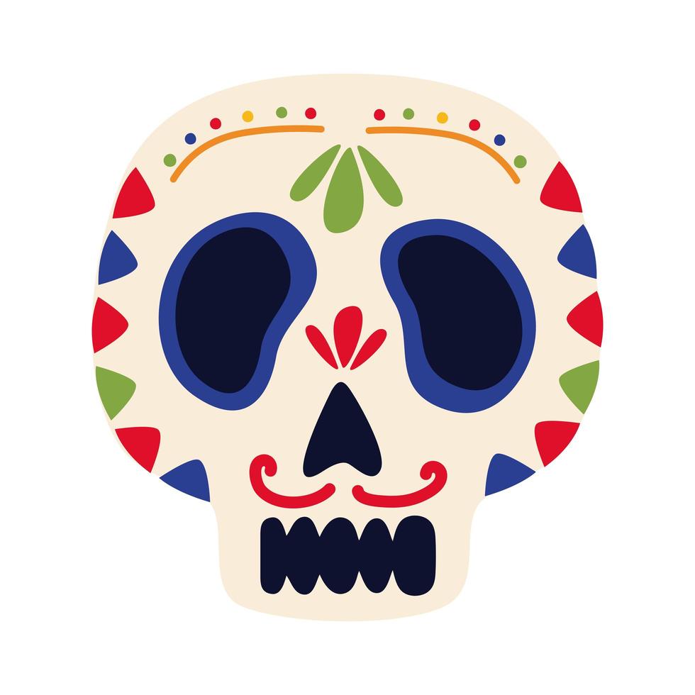 traditional mexican skull head flat style icon vector