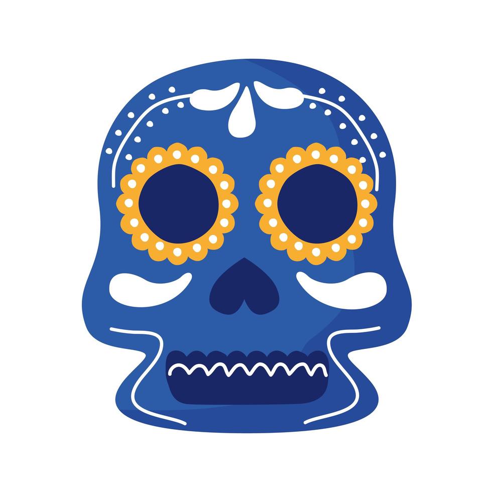 icono de estilo plano de cabeza de calavera mexicana tradicional vector