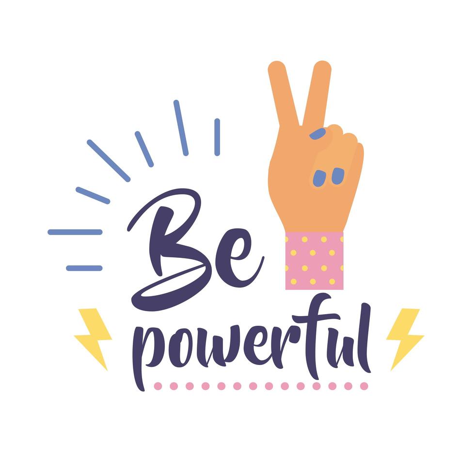 be powerful feminism lettering flat style icon vector