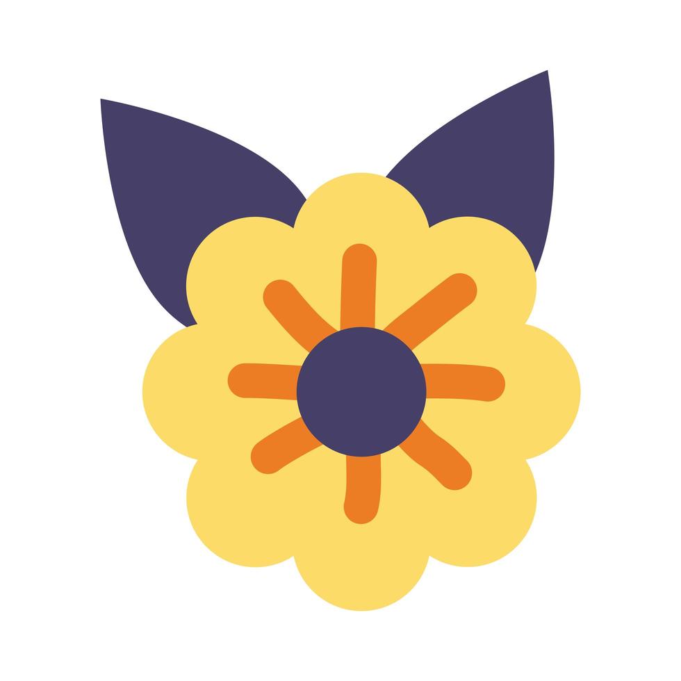 icono de estilo plano de flores y hojas vector