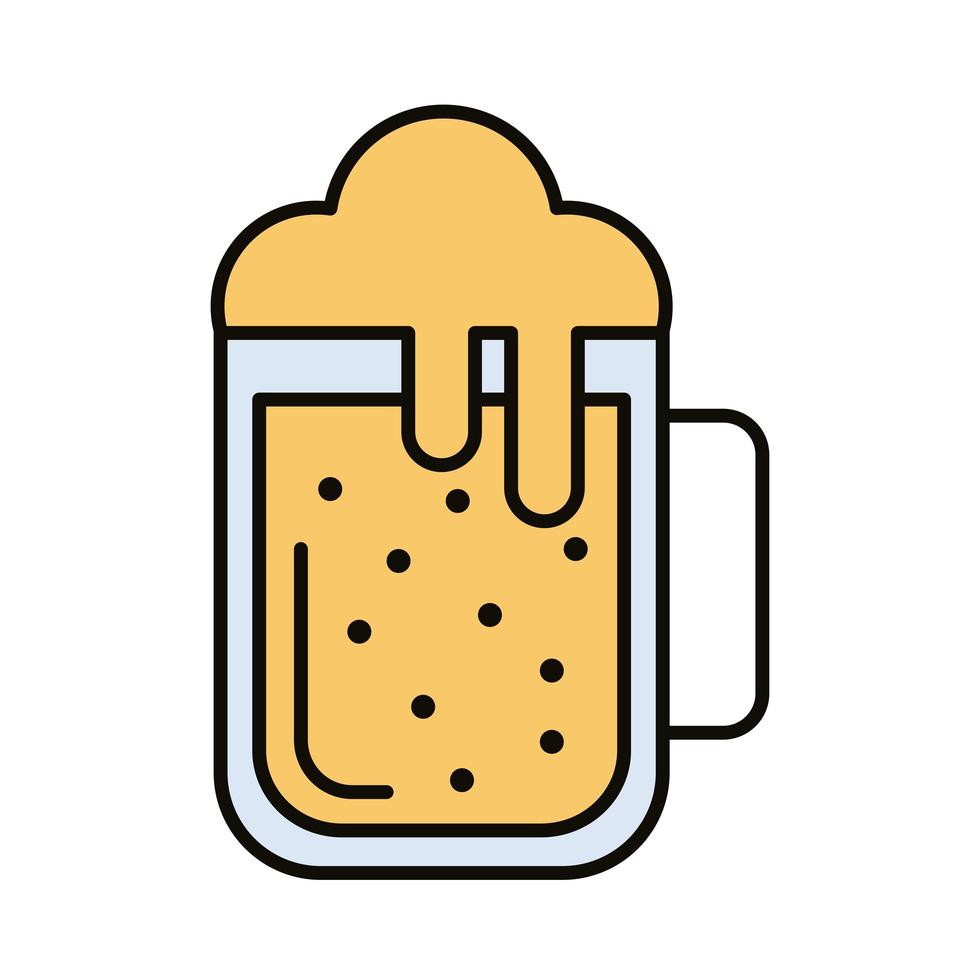 jarra de cerveza, bebida, línea, y, relleno, estilo, icono vector