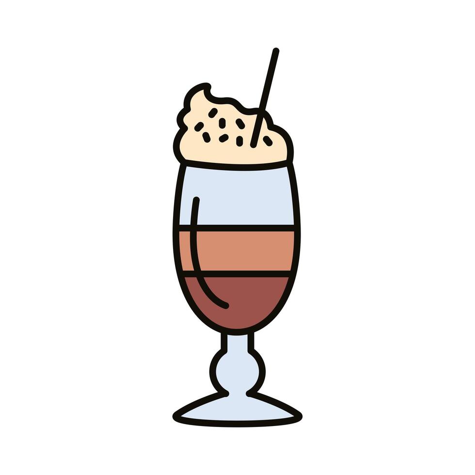 iced coffee with straw drink line and fill style icon vector