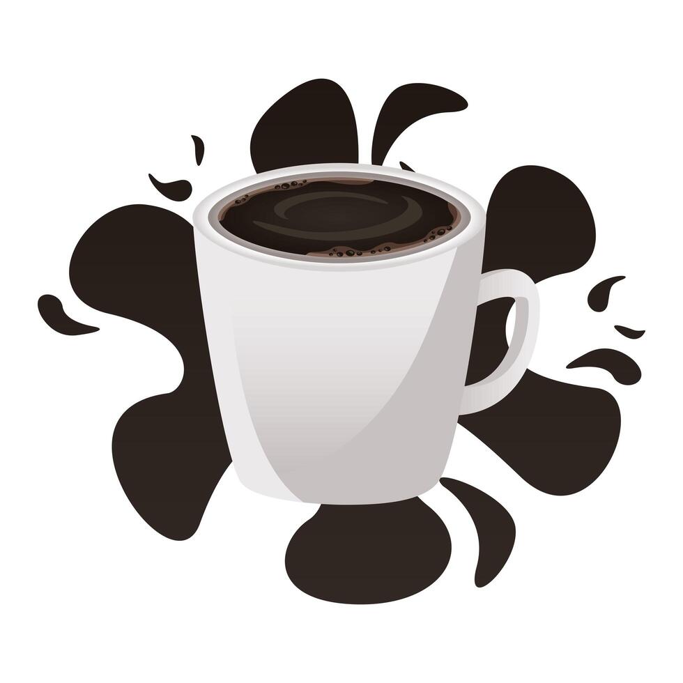 taza de café, bebida, salpicar, icono vector