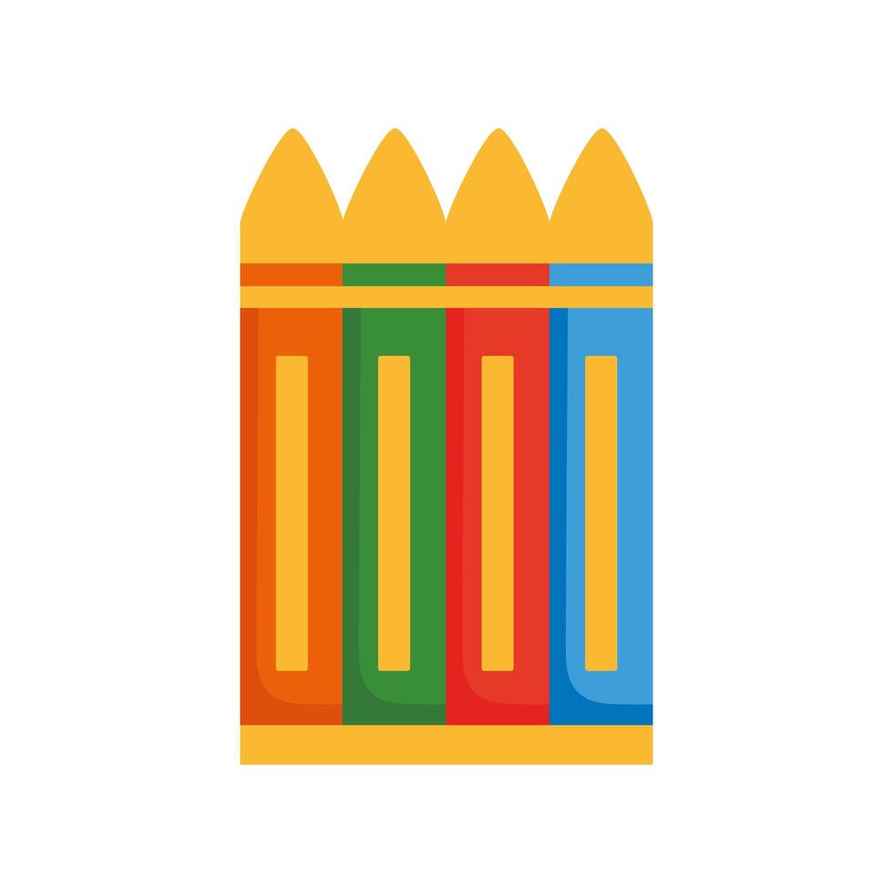 crayons colors school supplies flat style icon vector