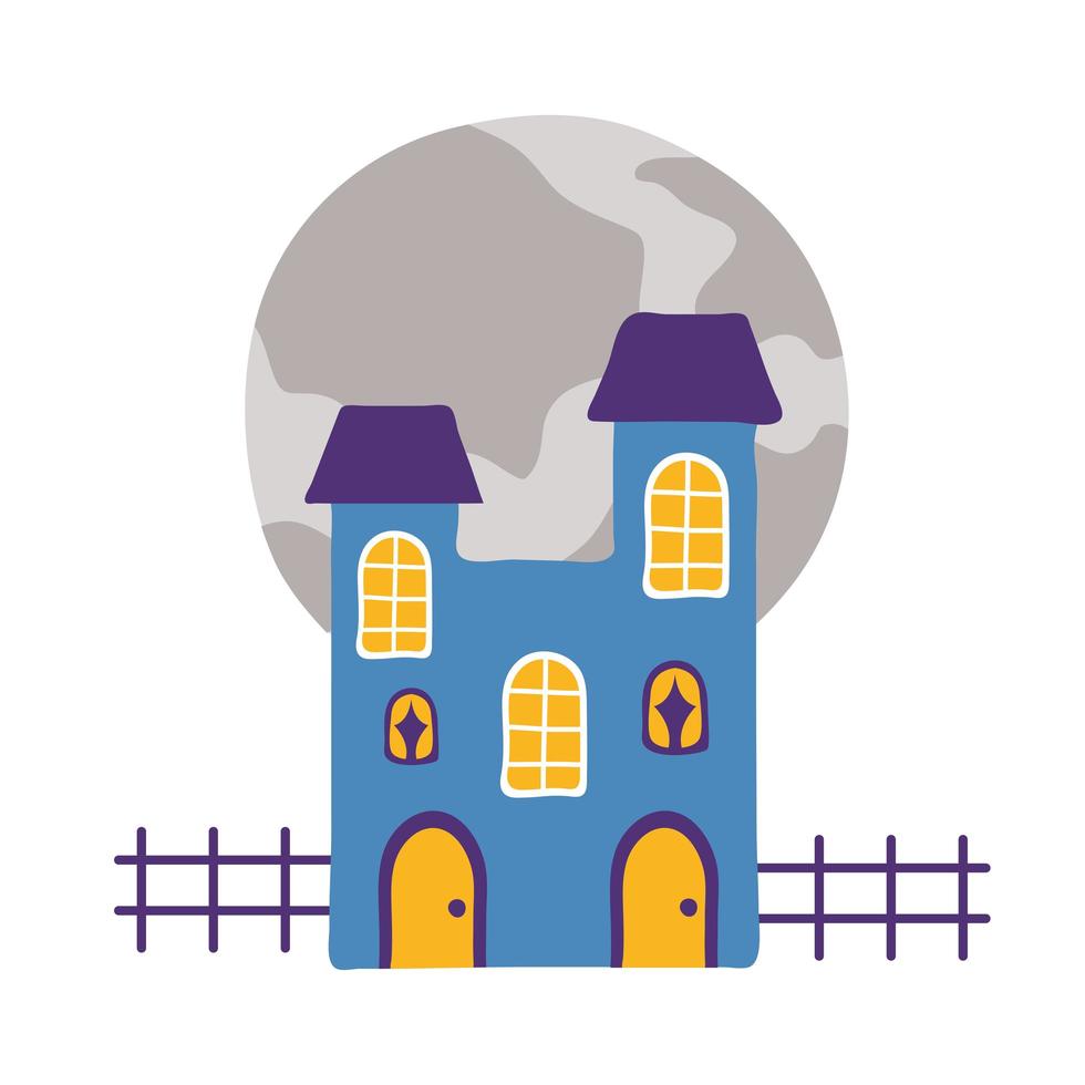 halloween dark castle flat style icon vector