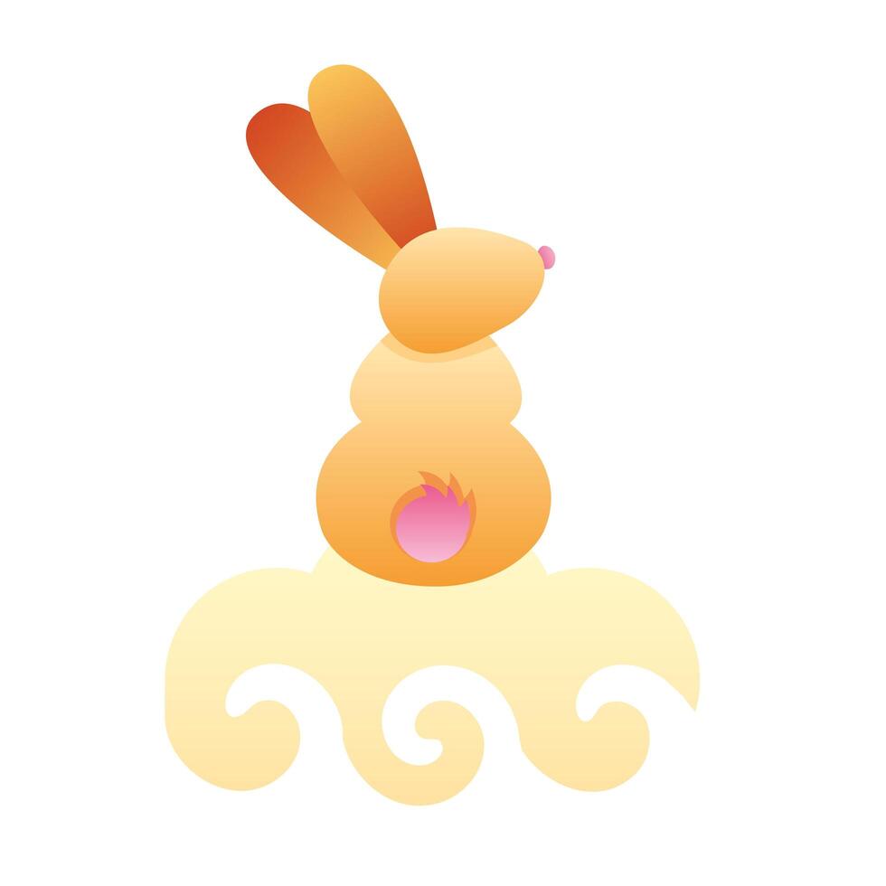 cute little rabbit seated in cloud spring animal icon vector