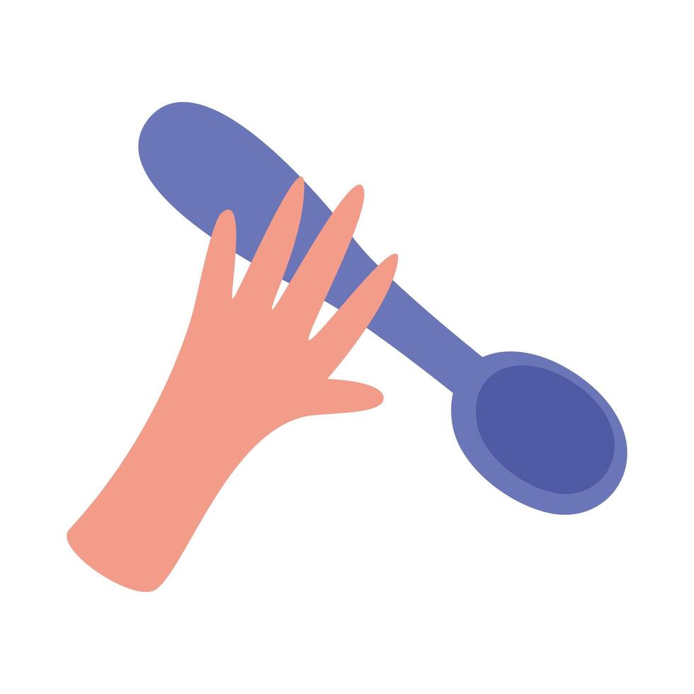 hand with spoon cutlery icon vector