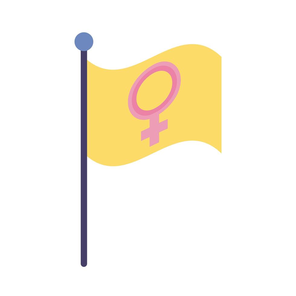 símbolo de género femenino en icono de estilo plano de bandera vector