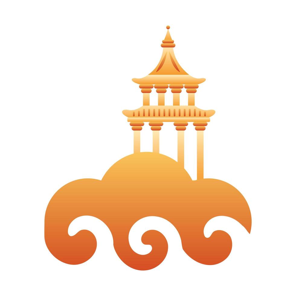 chinese cloud sky with columns tower vector