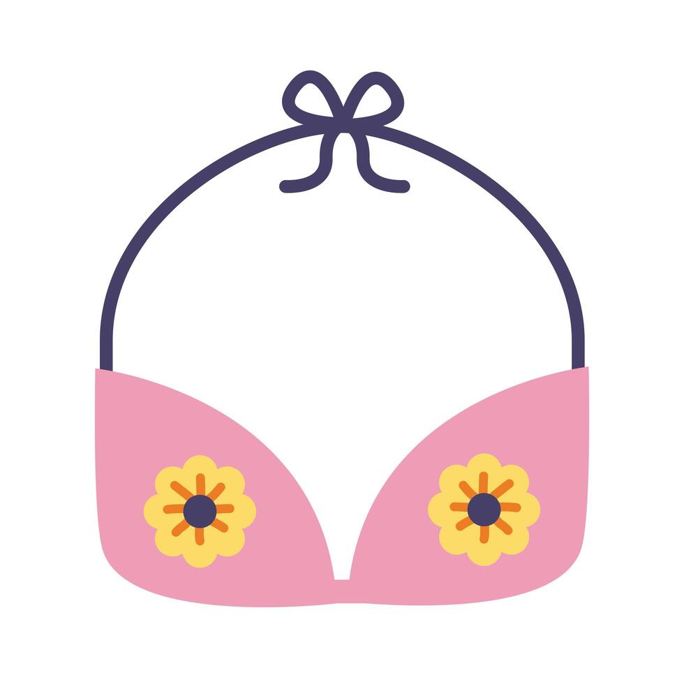 female bra with flowers feminism flat style icon vector