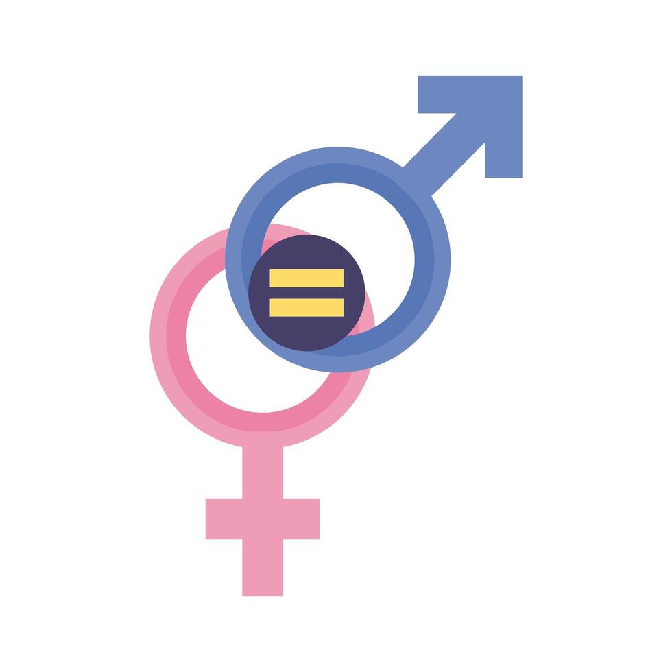 male and female genders symbols with equal flat style icon vector