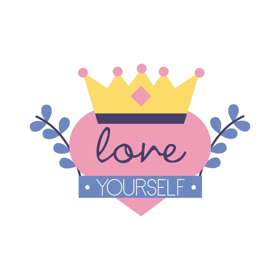 love yourself feminism lettering flat style icon vector