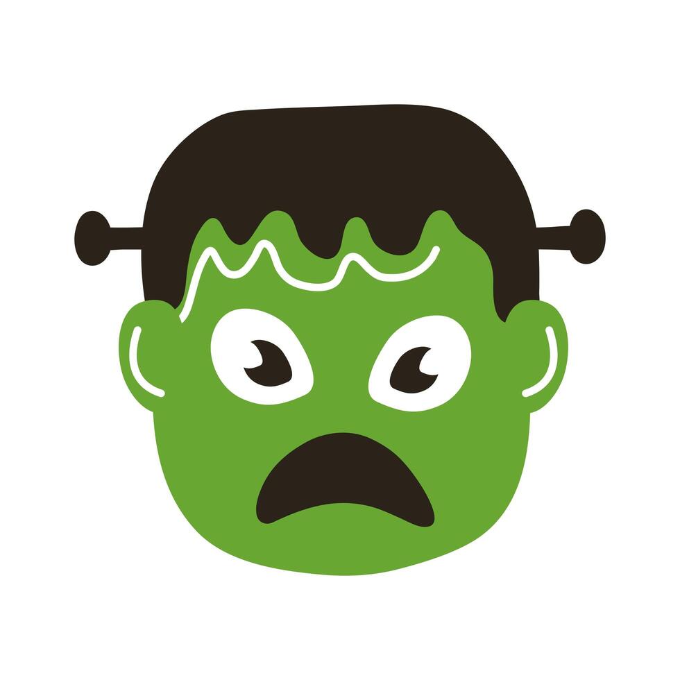 icono de estilo plano de cabeza de frankenstein de halloween vector