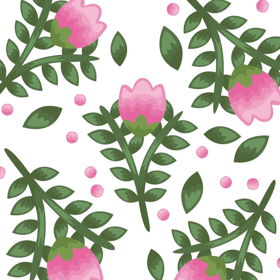 Flowers color pink pattern detailed style vector
