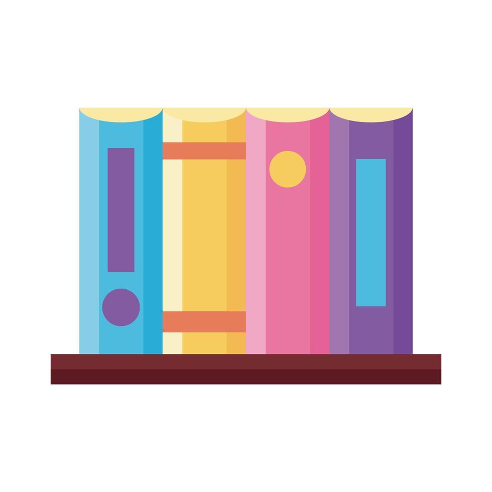 pila de libros de texto útiles escolares icono de estilo plano vector