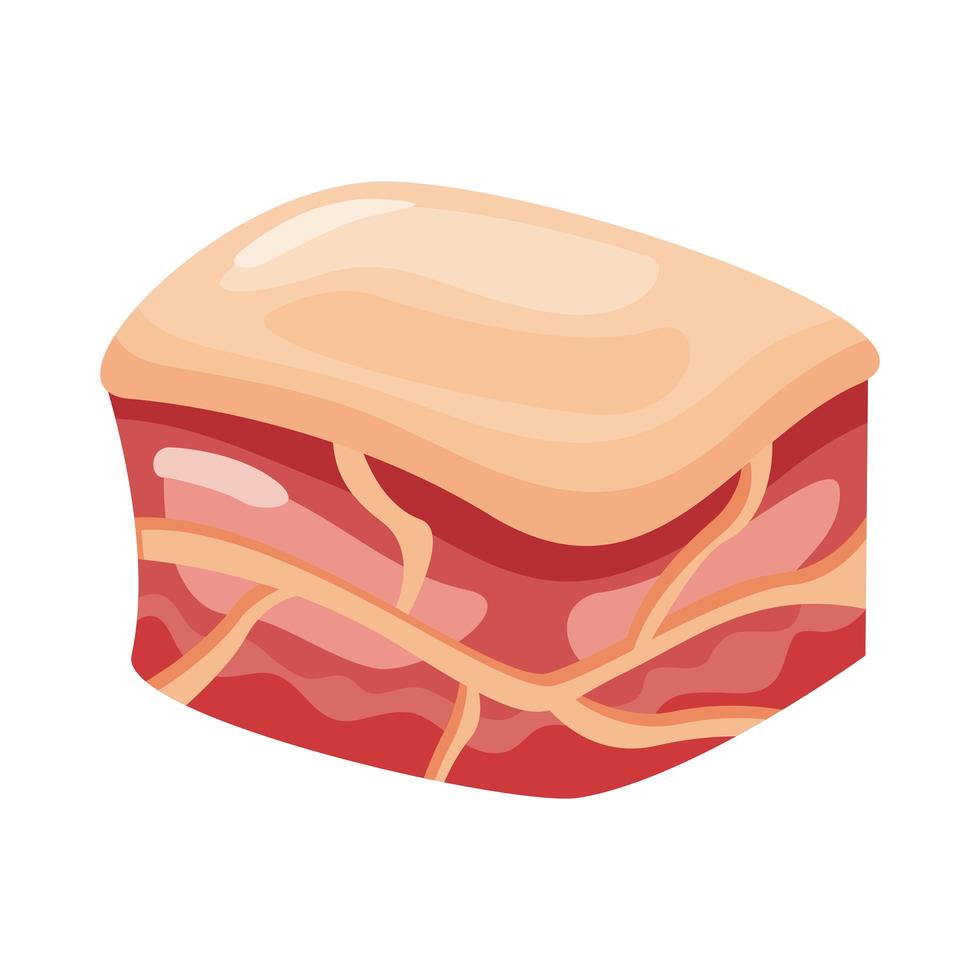 icono de estilo detallado de corte de carne de cerdo vector