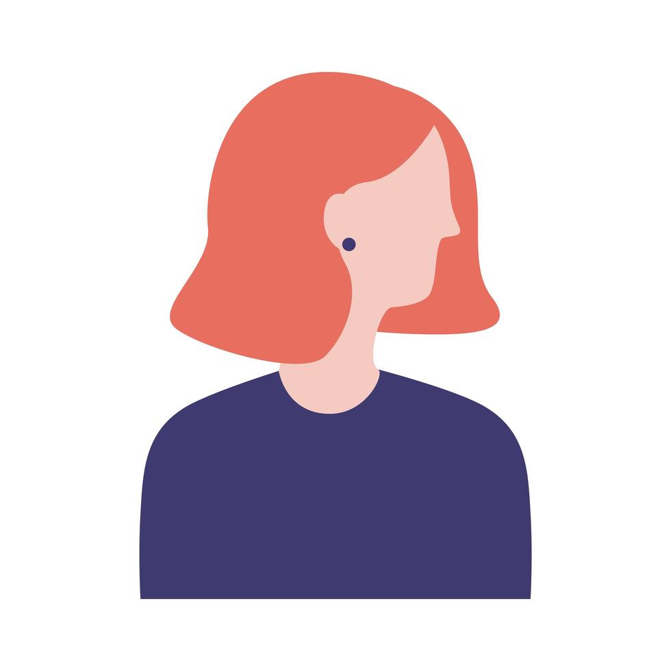icono de estilo plano de personaje de avatar de perfil de mujer joven vector