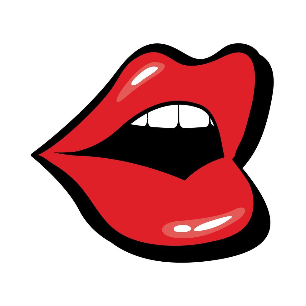 Pop art mouth open fill style vector