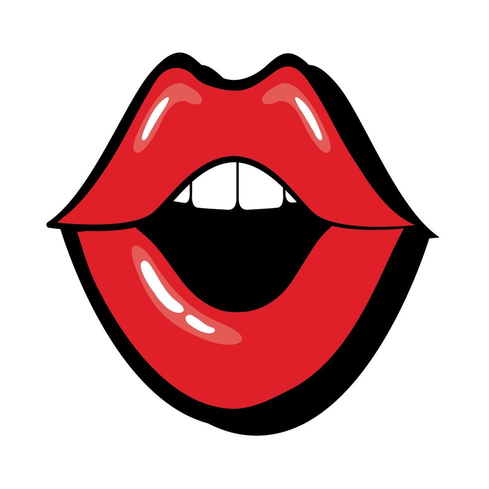 Pop art mouth open fill style vector