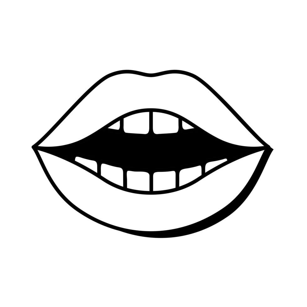 Pop art mouth open with teethline style vector