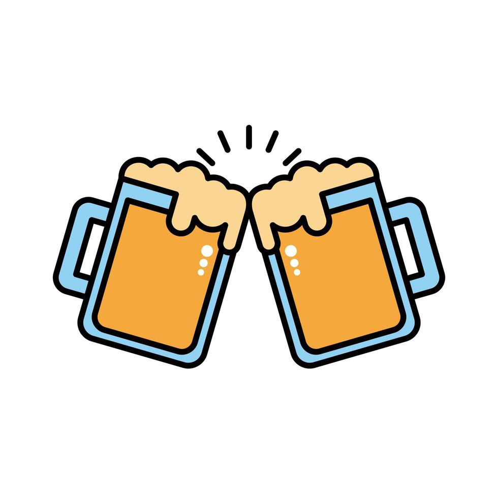 beer jars oktoberfest line and fill icons vector