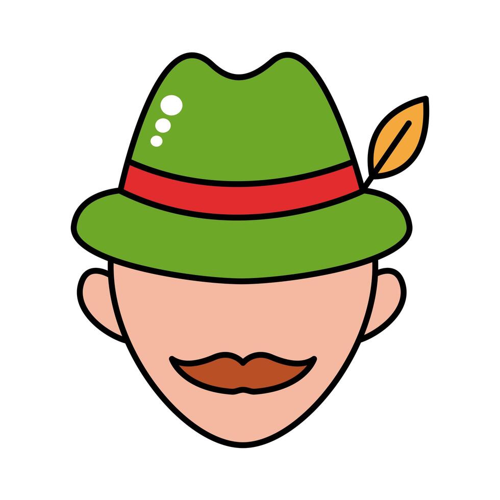 man wearing germany traditional hat accessory line and fill style icon vector