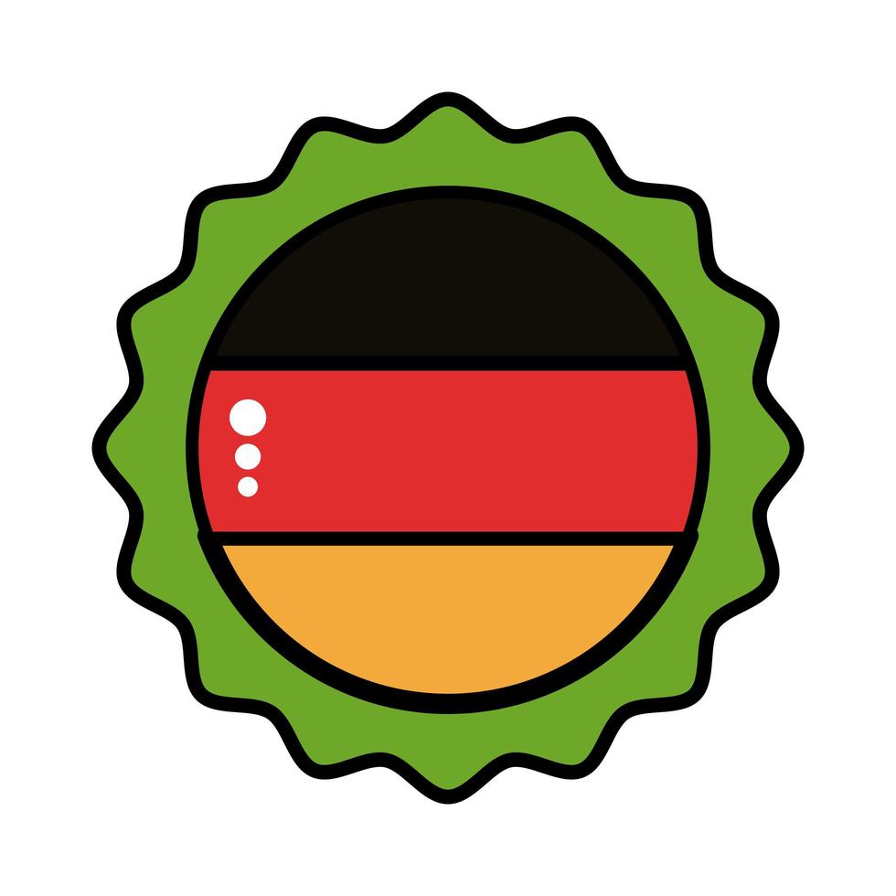 tapa de cerveza con la línea de la bandera de Alemania y el icono de estilo de relleno vector