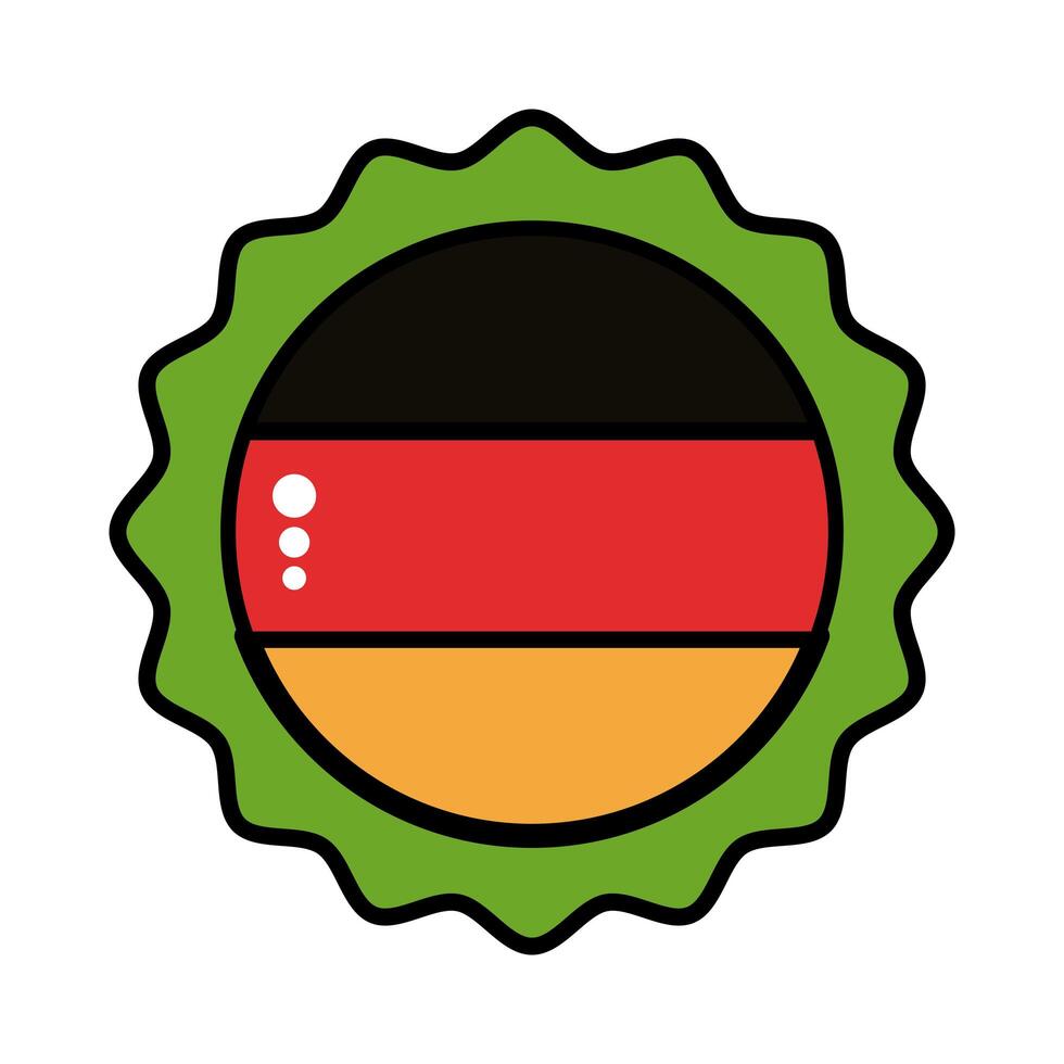 beer cap with germany flag line and fill style icon vector