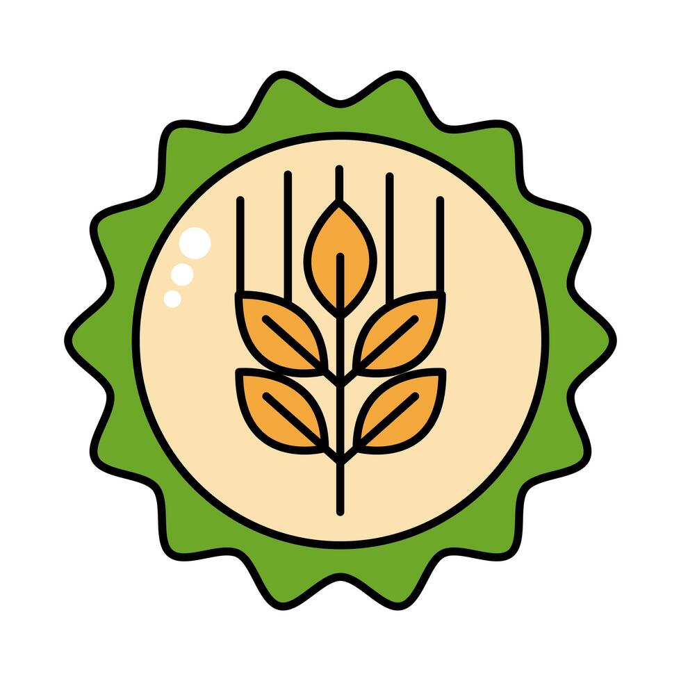 beer cap with leaves line and fill style icon vector