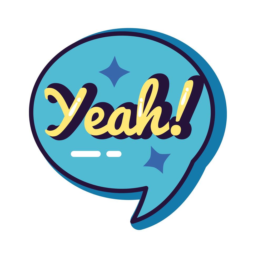 slang speech bubble with yeah word line and fill style vector