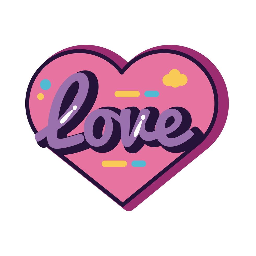 slang expresion love word in heart line and fill style vector