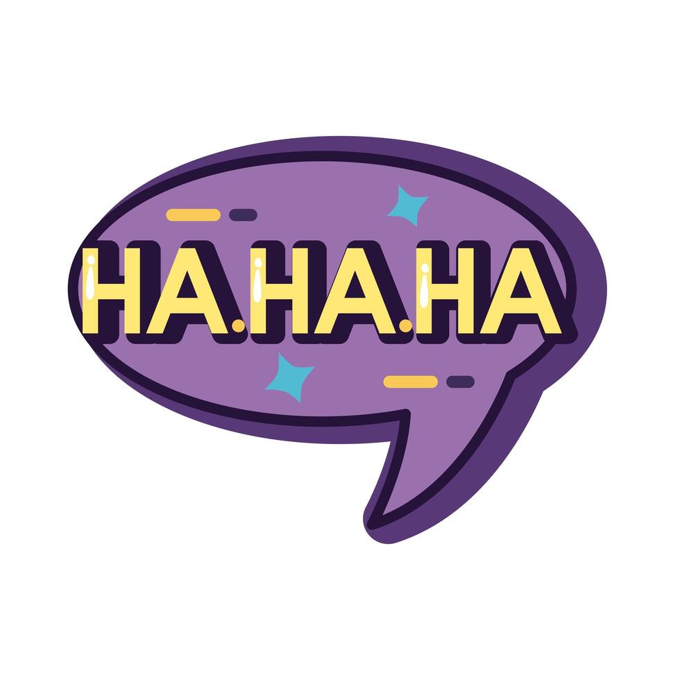 slang speech bubble with hahaha line and fill style vector