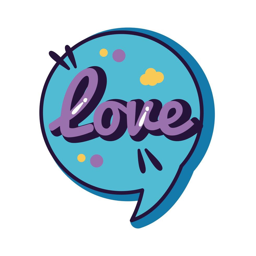 slang speech bubble with love word line and fill style vector