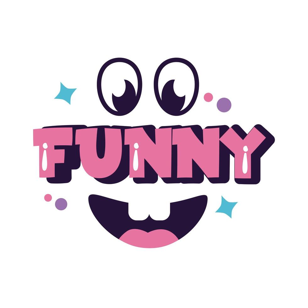 slang expresion funny word with face line and fill style vector