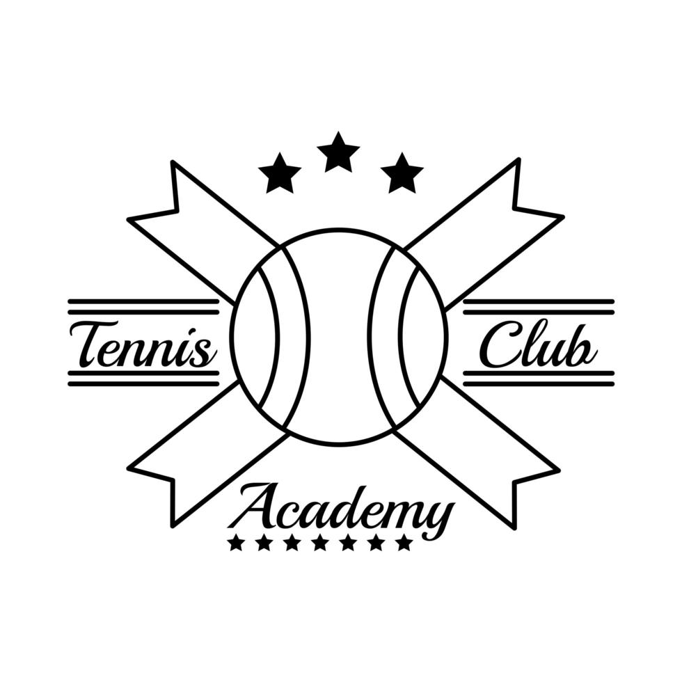 ball tennis sport with ribbons and letterings line style icon vector