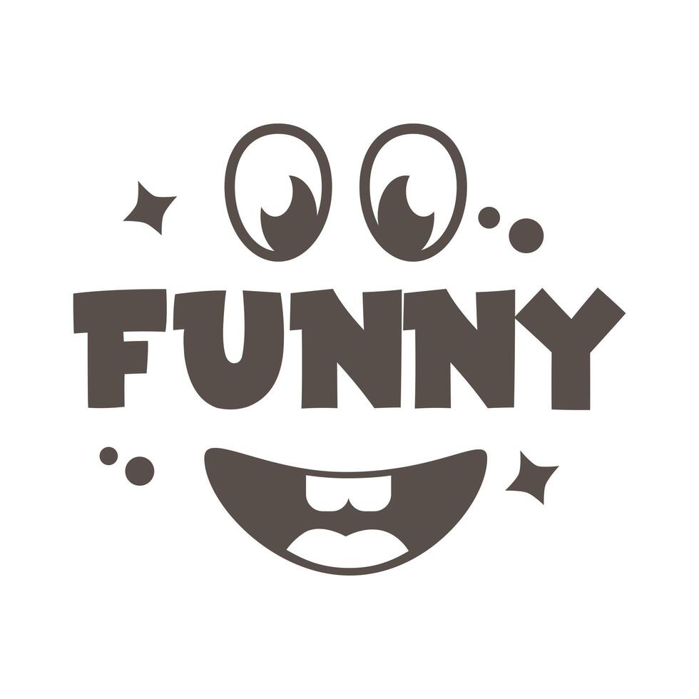 slang expresion funny word with face silhouette style vector